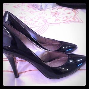 Black patent leather heels