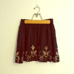 SOLD Beaded Embroidered Black Short Skirt