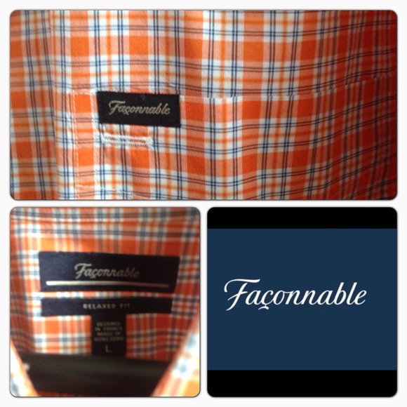 FACONNABLE: Men
Orange Check Patterned Sport Shirt