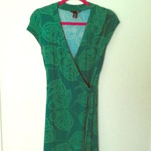 Green butterfly wrap dress
