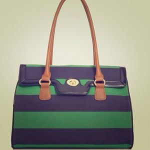 NWOT TOMMY HILFIGER GREEN BLUE STRIPE BAG😍
