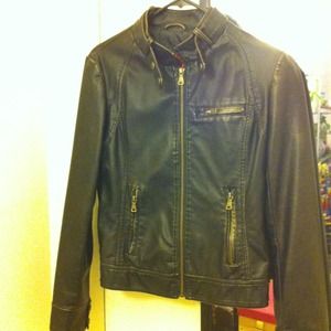 Giacca women black leather jacket