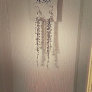 Long silver chain earrings