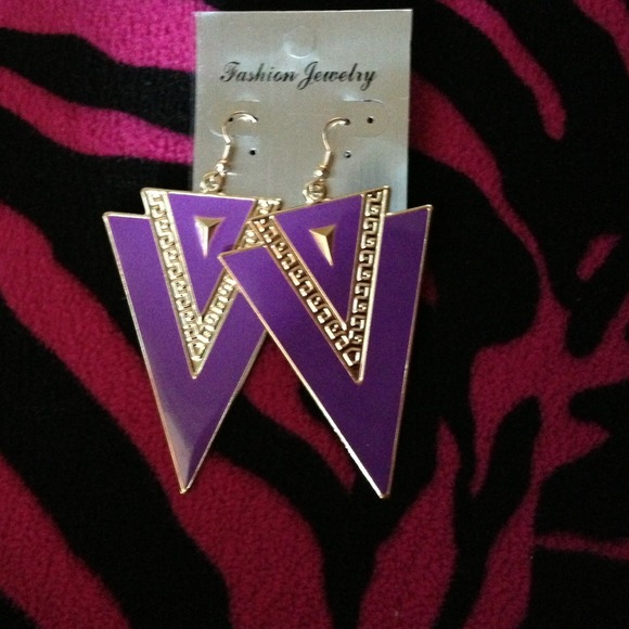 Purple triangle earring