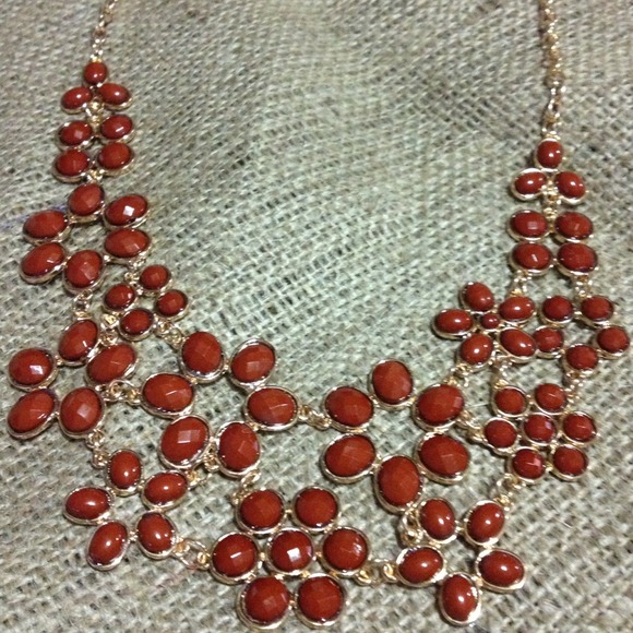 Rust Colored Cluster Resin Bib Necklace