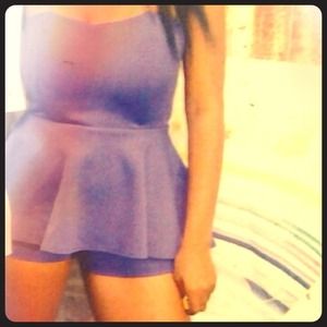 Bright Purple Short Peplum Romper..