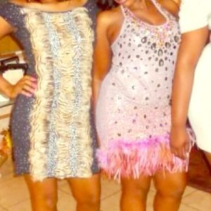 Navy Blue Feather Dress..