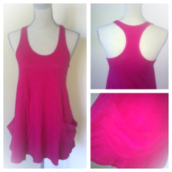 Hot Pink Slub Cotton Racerback Day Dress