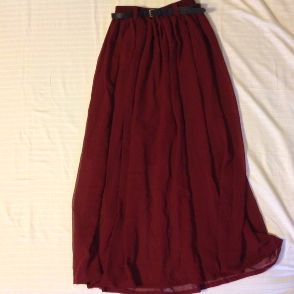 Red maxi skirt