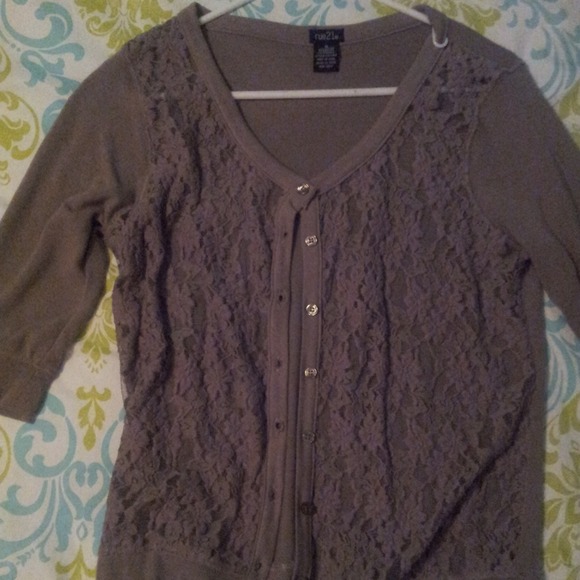 •SOLD• Brown Lace Front Cardigan