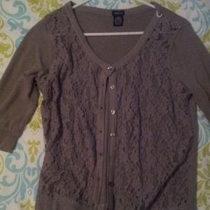 •SOLD• Brown Lace Front Cardigan