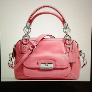 Sold---Coach leather double zip satchel handbag