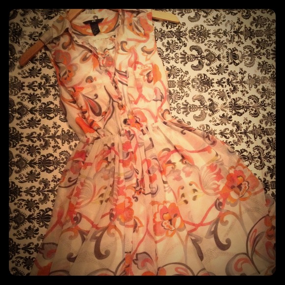 H&M Floral Sheer Collared Dress