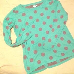 Mint-Teal and Gray Polka Dot Sweater