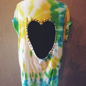 Tie dye, studded, cut out top