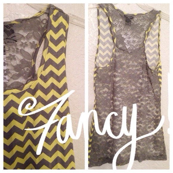 Chevron Lace Back Tank 💛