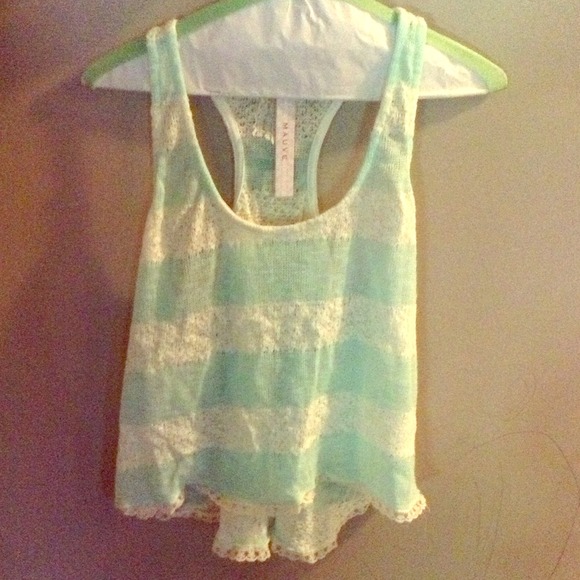 High low mint crochet tank