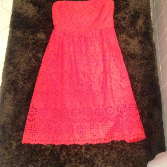 Coral eyelet dress