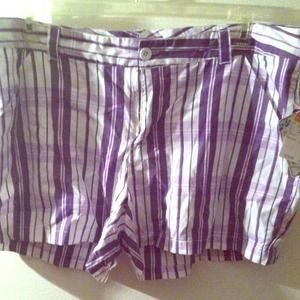 Purple and white striped shorts size (16)