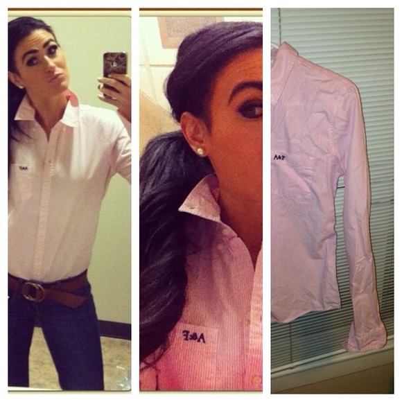 SOLD/BUNDLED  pink striped button down