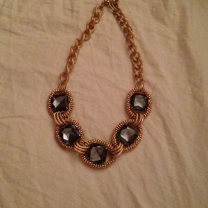 Chunky gold necklace with stones