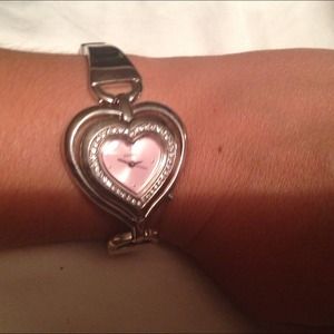 Guess pink heart shaped bracelet watch!