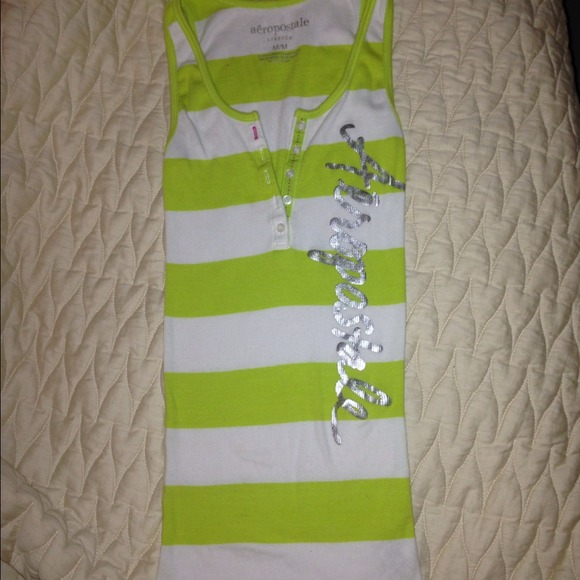 Green and white striped Aéropostale tank top!