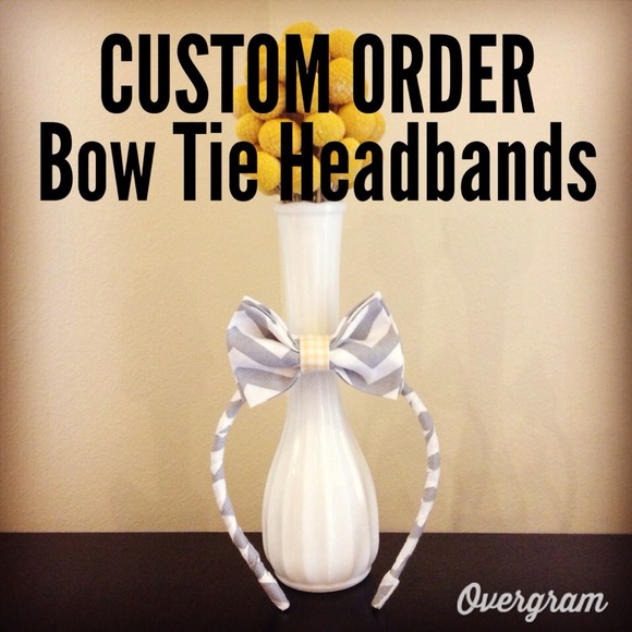 Custom-made bow tie headbands