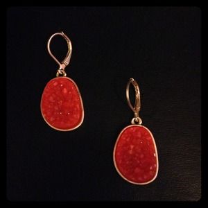 Gold trimmed, orange stone accent earrings