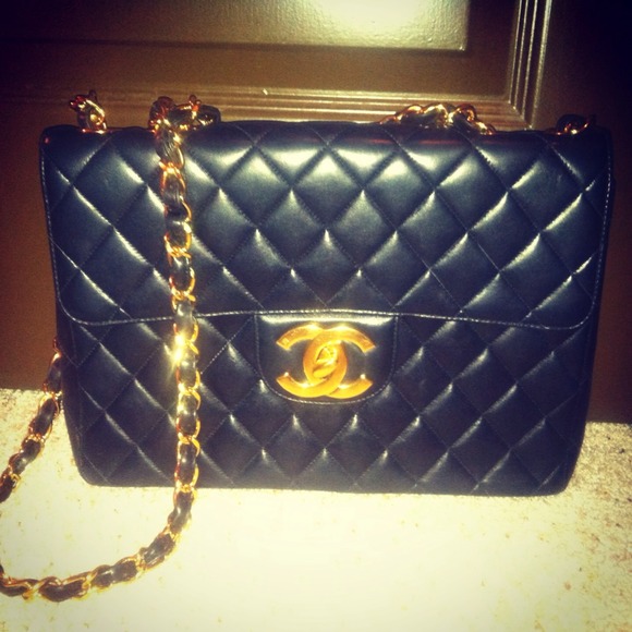 My new vintage jumbo in navy lambskin