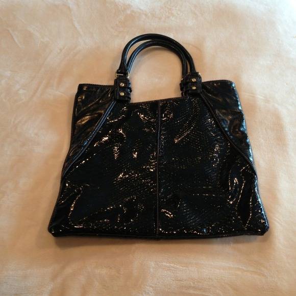 Black leather tote