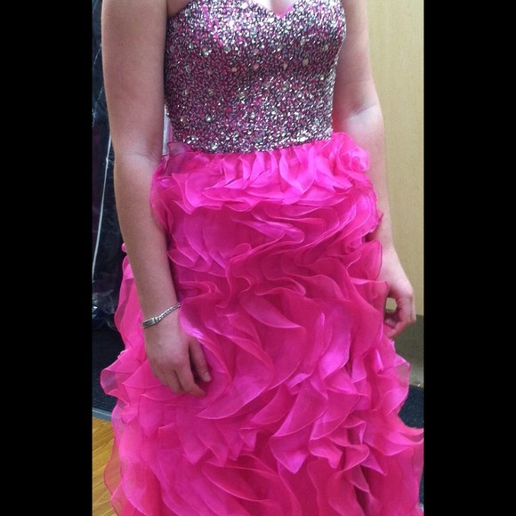 Dana Mathers Fuchsia Prom Dress - Picture 3 of 4