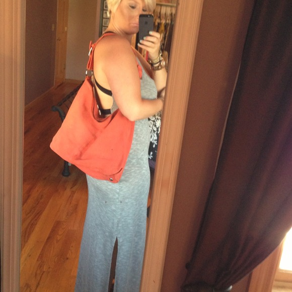BRIGHT CORAL Express Suede Hobo REDUCED