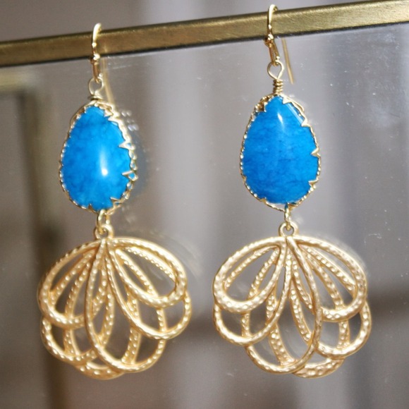 SOLDSemi Precious Stone with Gold Loops