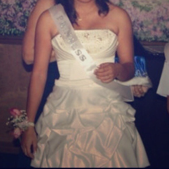 Cream and gold colored dress