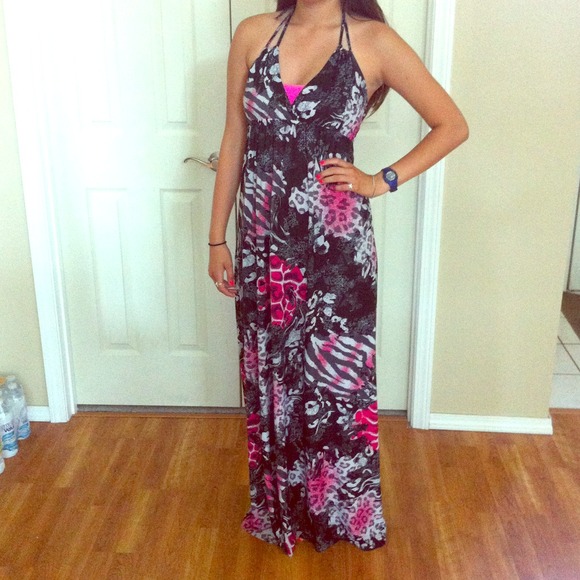 Pink, black, and white cheetah/zebra print maxi - Picture 1 of 3