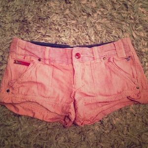 American eagle red striped shorts