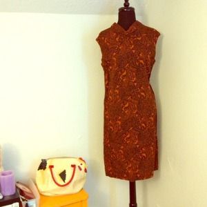 BUNDLED Vintage Knitted 50's Orange Paisley Shift