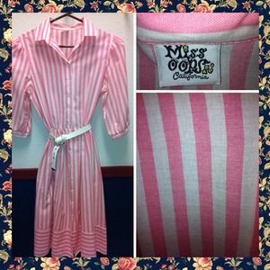Vintage Miss Oops pink and white dress