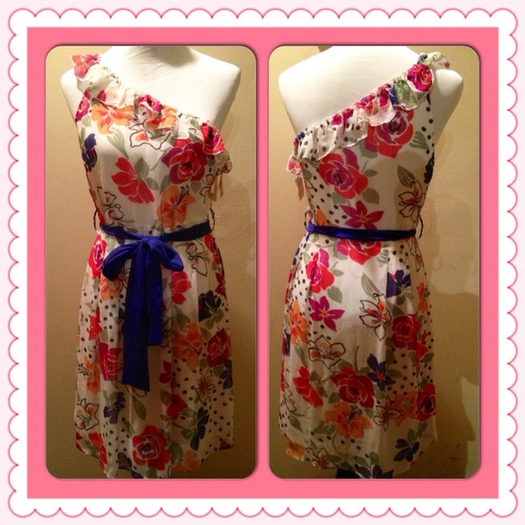 Off Shoulder Flowered  Print Dress