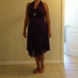 Custom made purple halter chiffon dress.