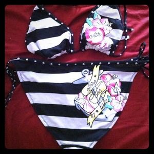 black & white striped aero bikini