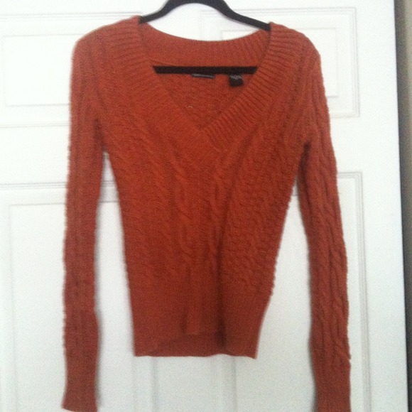 Cable knit burnt orange sweater