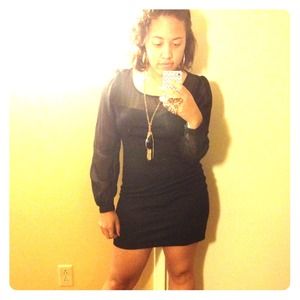 Black Sheer Long Sleeve Dress