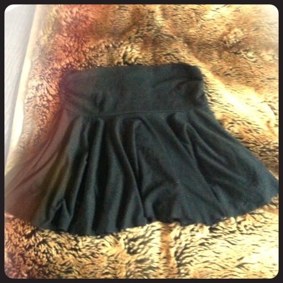 Black cotton mini skirt