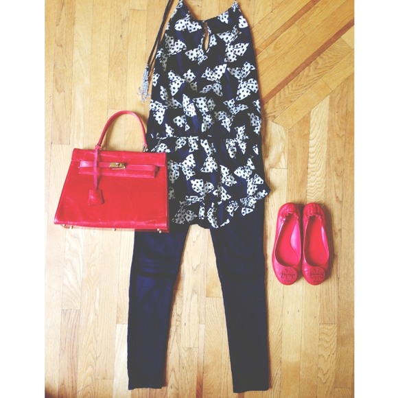 Silky Polka Dot Bow Halter Top with Chain Detail ♡ - Picture 1 of 4