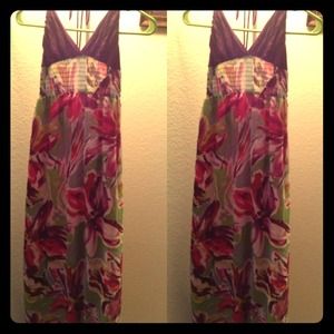 Purple Floral Halter Maxi Dress