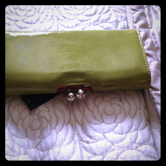 Green and pink w/ rhinestone detail wallet 💞