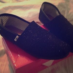 Brand new black glitter slip ons