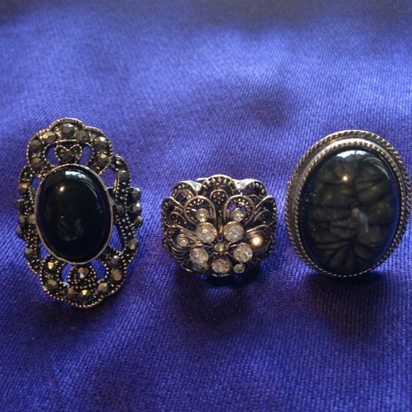 SOLD Bundle adjustable rings gem, rhine stones
